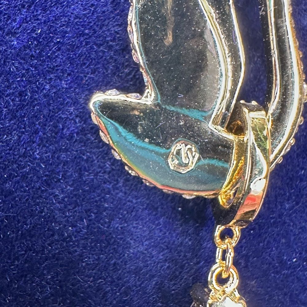 Swarovski Iconic Swan Drop Earrings | Yellow Crystal Gold-Tone | NIB - Picture 6 of 11